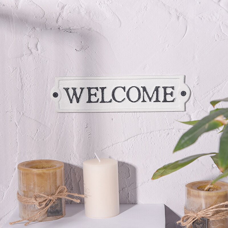 Sungmor-señal de bienvenida exterior de hierro fundido resistente, decoración de pared, placa blanca, puerta, letrero decorativo para inodoro, letrero para Baño