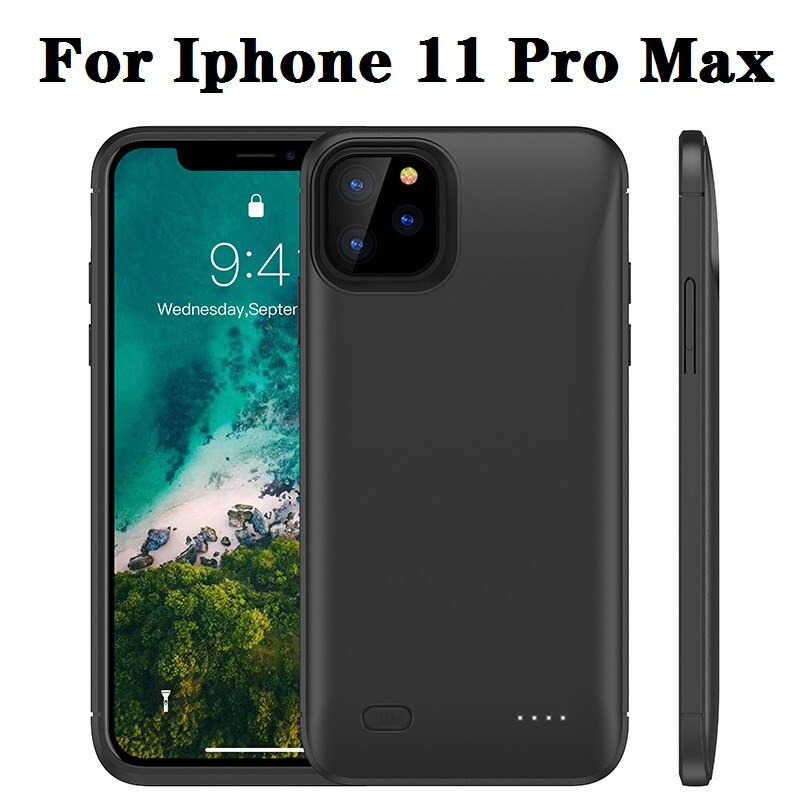 10000mah Power bank case For iPhone 11 Pro Max case Battery Charger Case For iPhone 6 6s 7 8 Plus Power Bank Charging Case: Black For 11 Pro Max