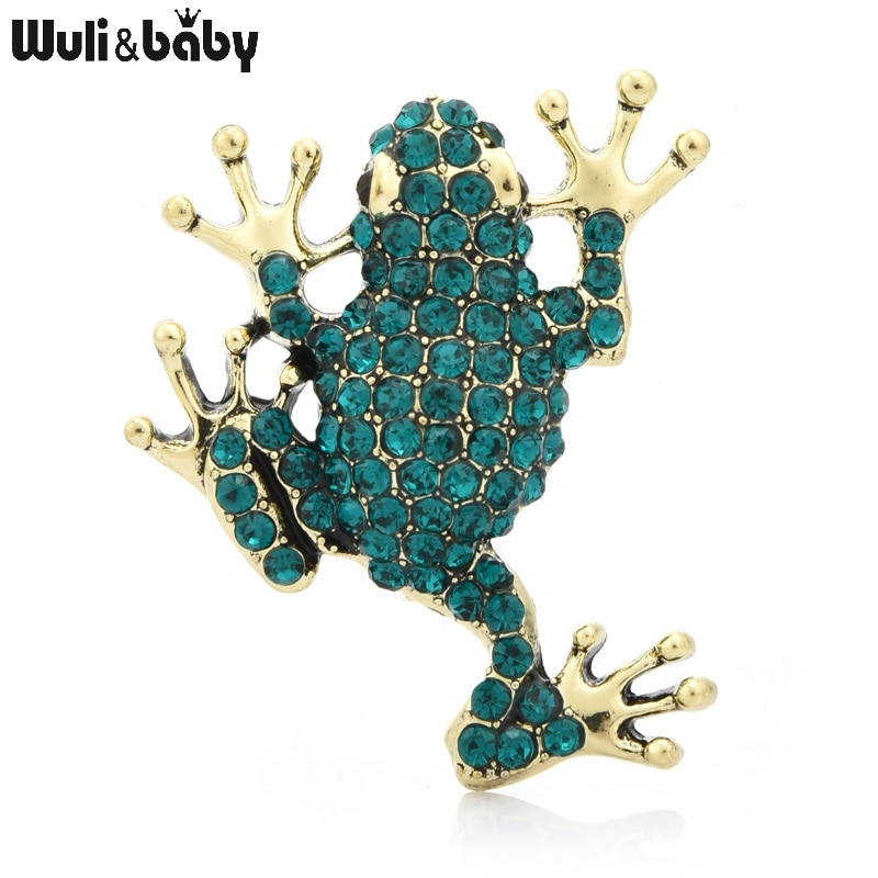 Wuli & Baby Vol Strass Kikker Broches Vrouwen Mooie Metalen Kikker Party Casual Broche Pins