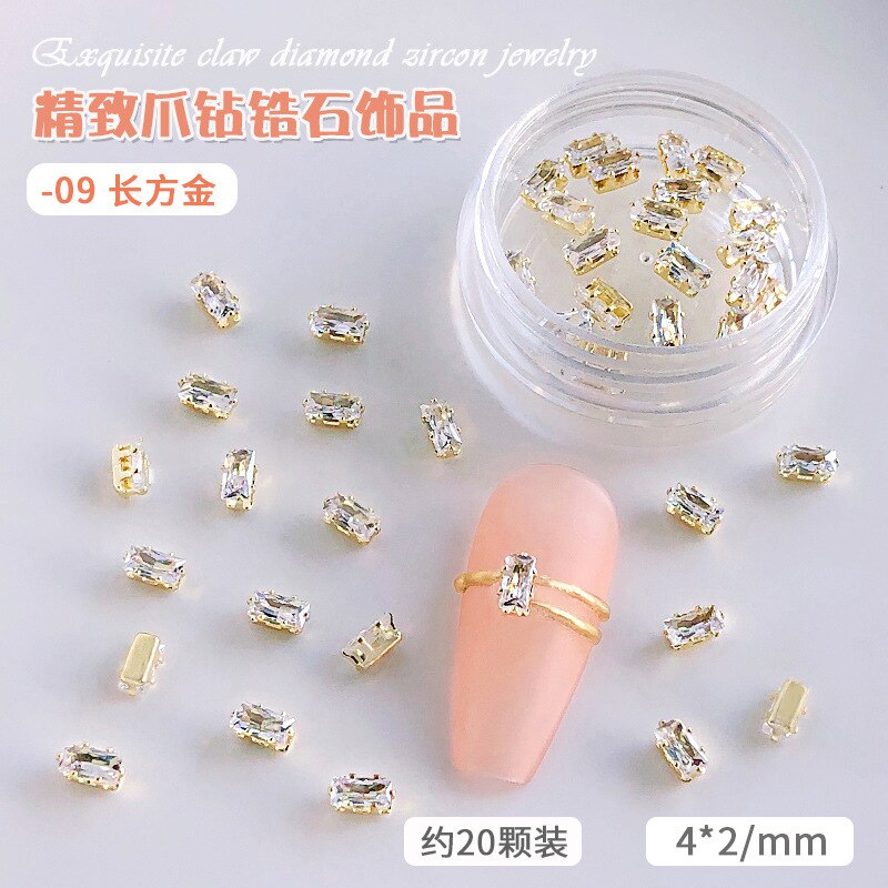 20 stk/potte negle dekoration udsøgt klo diamant zirkon smykker negle tilbehør til negle manicure skønhed: 09