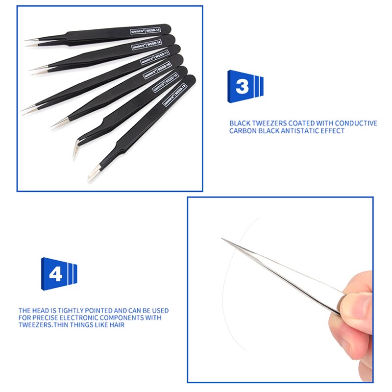 Roestvrijstalen Pincet Dikker Pincet voor Elektronica Drukken Soort Solderen Extension Extra Reparatie Tools