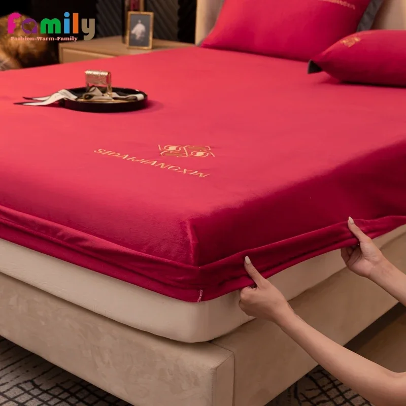 Sábana bajera de franela, Sábana doble de terciopelo, Funda de colchón gruesa, tamaño Queen/King 120/150/180 (funda de almohada vendida por separado)