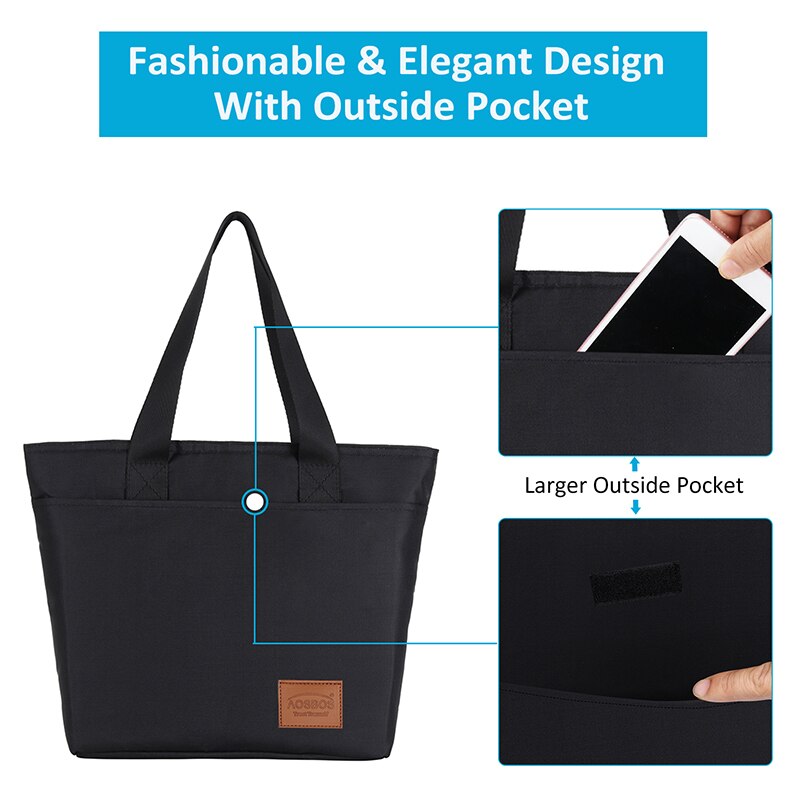 Aosbos Canvas Insulated Lunch Bags Women Thermal Cooler Bag Students Leisure Picnic Bag Tote loncheras termicas para mujer