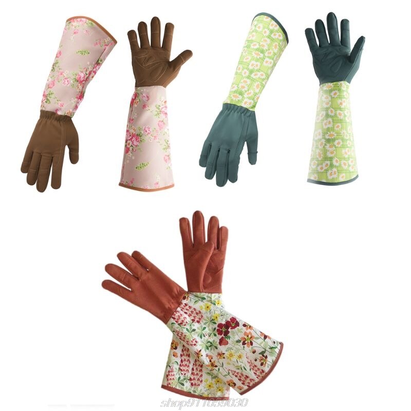 Stichfest Langarm Leder Gartenarbeit Handschuhe gepolstert Palme Verstärkt Fingerspitzen Rebschnitt Blumen- D23 20