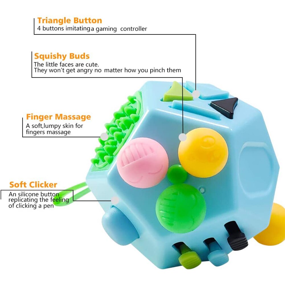 EDC mano para el autismo, TDAH alivio de la ansiedad en niños de 12 lados Anti-estrés Fidget Juguetes | Juguetes Fidget | Fidget juguetes . Exclusivo.