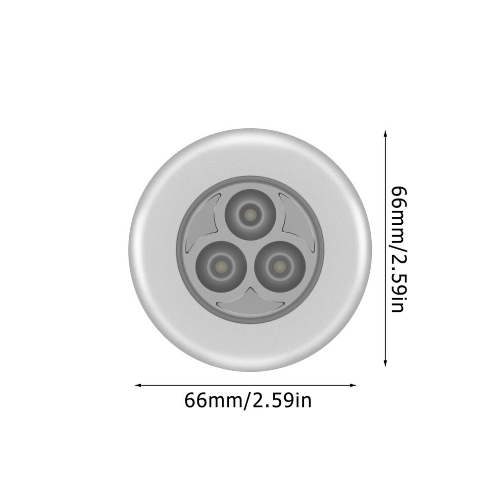 LED Silver Closet Cabinet Lamp Battery Powered Wireless Stick Tap Touch Push Security Kitchen Bedroom Night Light 1PC