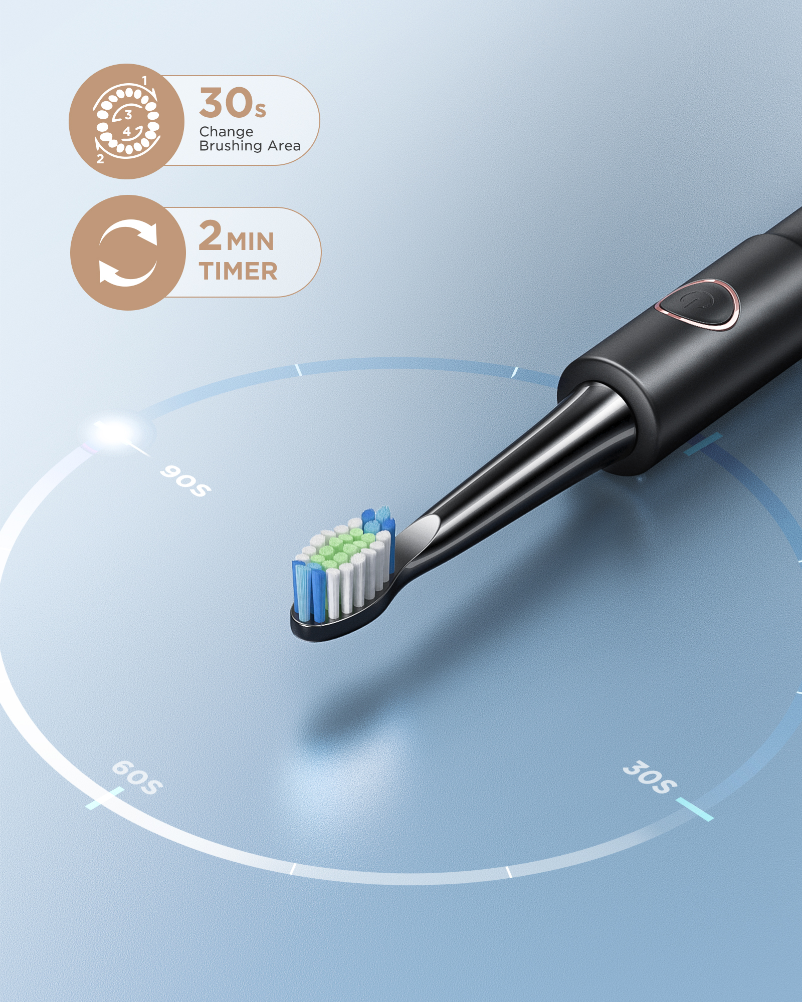 Fairywill-cepillo de dientes eléctrico sónico E11, resistente al agua, carga USB, recargable, 8 cabezales de repuesto para adultos