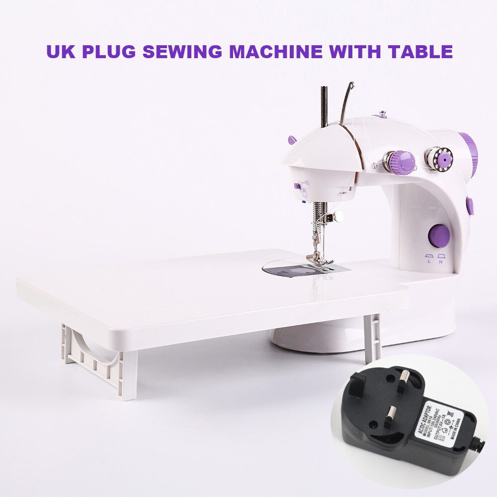 Mini pedal para máquina de costura, portátil, com luz noturna, cortador de linha reta e enrolamento automático: UK WITH TABLE