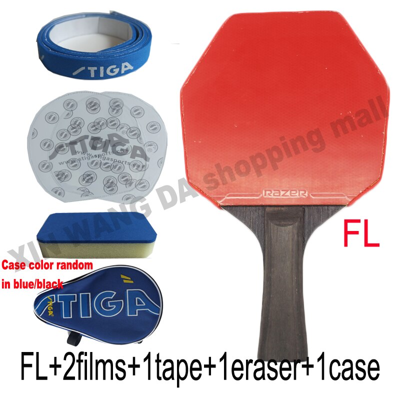 OEM finished racket Horizontal Grip Cybershape Shakehand Paddles Table Tennis Blade Offensive Curve Table Tennis Racket: carbon FL case