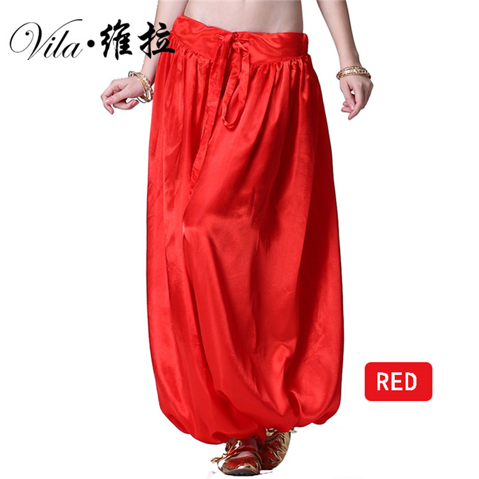 Pantalones de Harem Tribal para danza del vientre, pantalones indios de Bellydance, pantalones de linterna egipcia para Navidad, pantalones sueltos de colores surtidos, 2022: Rojo