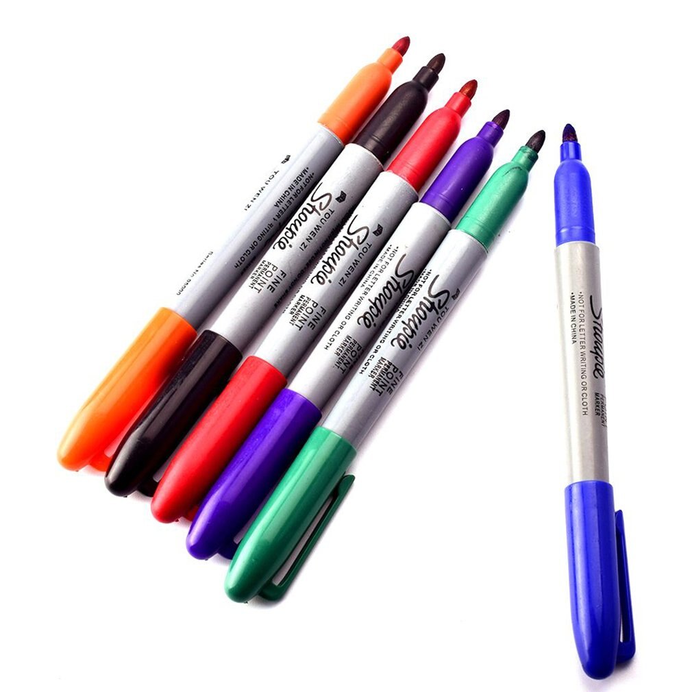 6 Stks/set 6 Kleuren Tattoo Pen Permanente Markers Prachtige Milieuvriendelijke Marker Pen Sharpie Fine Point Permanent Marker