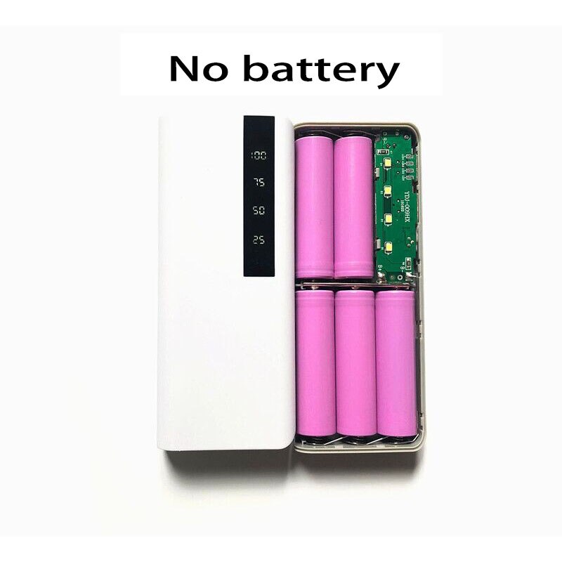 5*18650 Power Bank Shell Case Battery Charger Box Phone External Charger Shell DIY Kit with LED Light Charging Digital Display: White No Battery