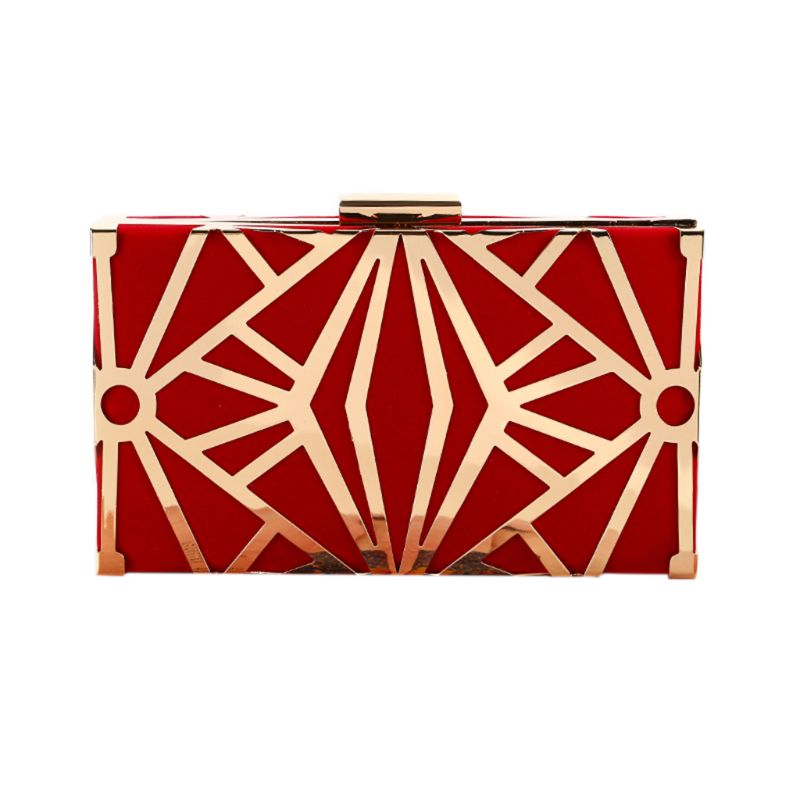Geometric Geometric Women Clutch Bag Box Evening Party bags Chain Shoulder Purse Evening Bag For Year Christmas purses: Red