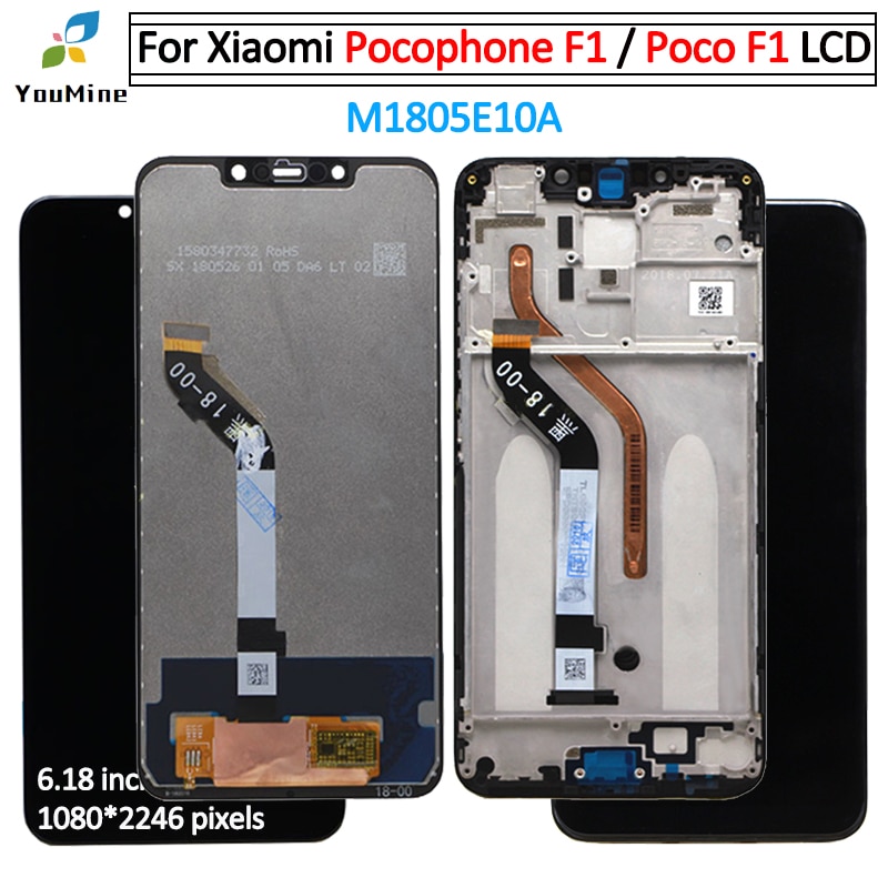 6.18 "Voor Xiaomi Poco F1 Lcd Touch Screen Digitizer M1805E10A Montage Voor Xiaomi Pocophone F1 Lcd Voor Xiaomi f1 Lcd