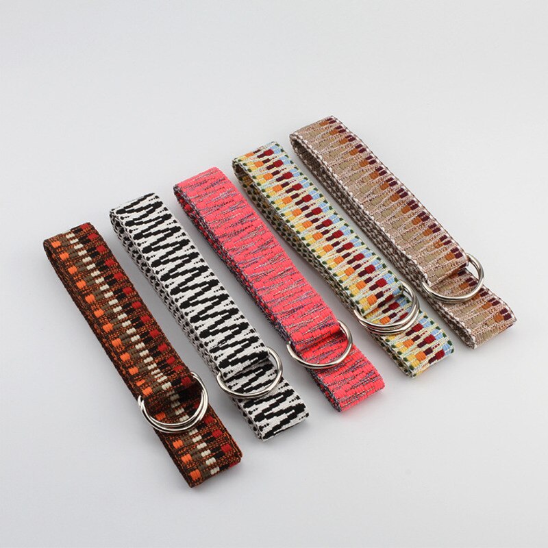 Lærred bælte forlænge lærred bælte litterær stil unisex studerende bælte trend d ring dobbelt spænde bælte