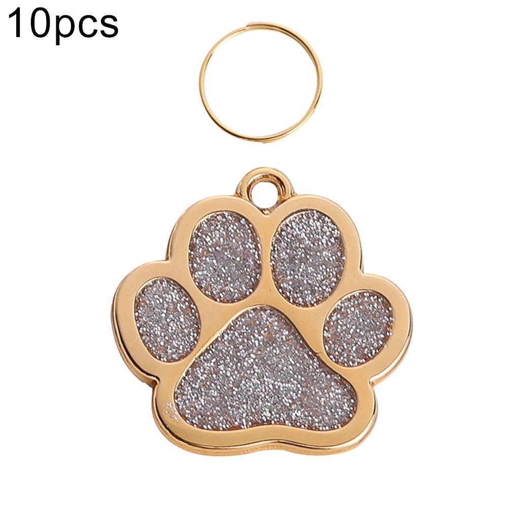Étiquette d'identification pour animaux de compagnie, 10 pièces, collier en forme de griffe, pendentif, porte-clés, sac, décor, étiquette nom de patte, pendentif, accessoires pour animaux de compagnie, Anti-perte: Argent