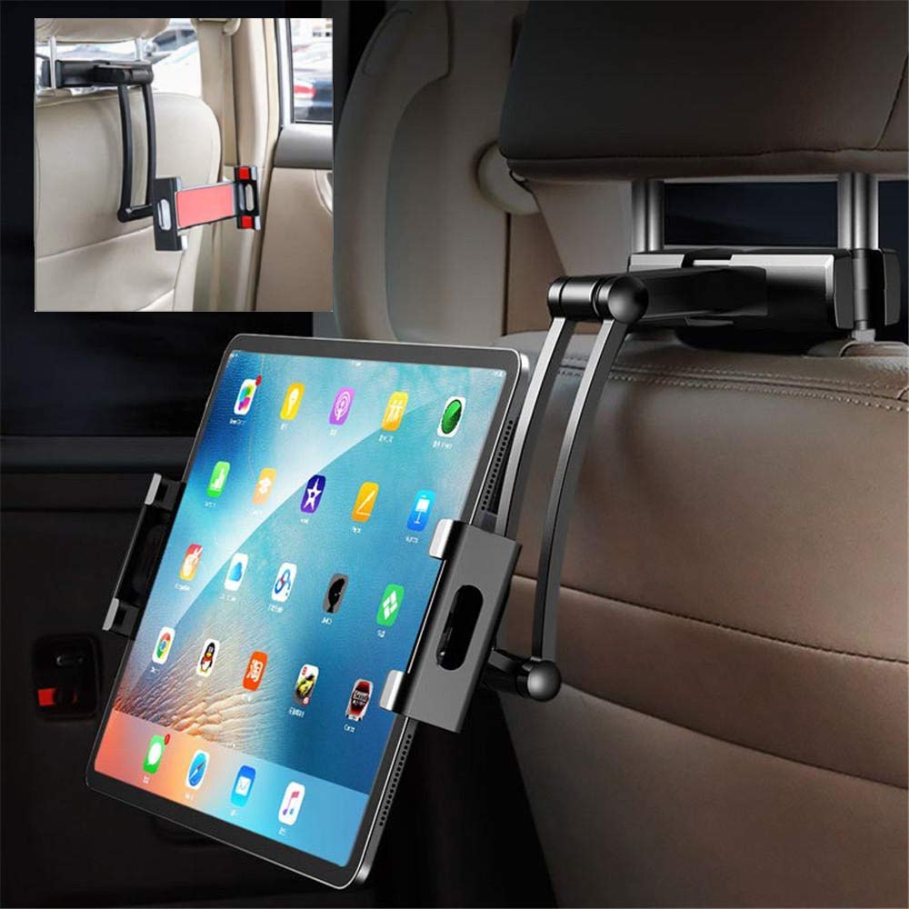 Aluminium Tablette Auto Halfter Für iPad Luft Mini 2 3 4 Profi 12,9 Zurück Sitz Kopfstütze 5-13 Zoll Tablette Telefon Stehen für iPhone X XS 8