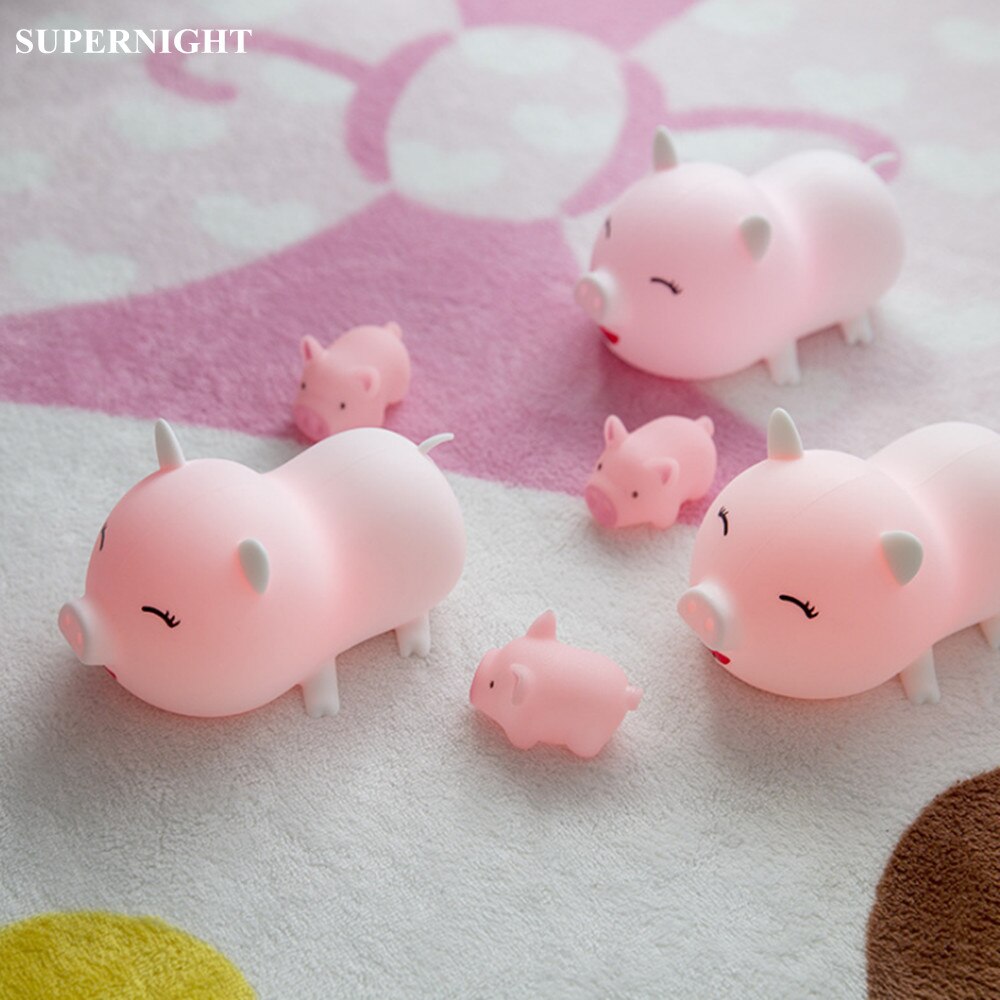 berühren Sensor Bunte Schwein LED Nachtlicht Karikatur Silikon Schreibtisch Tisch Lampe USB Schlafzimmer Nacht Lampe für freundlicher freundlicher Baby