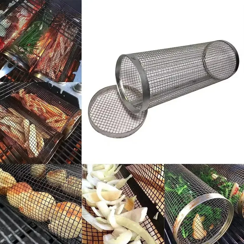 1pc grillrist i rustfrit stål - rund grillrist til udendørs bål - camping, picnic og køkkengrej