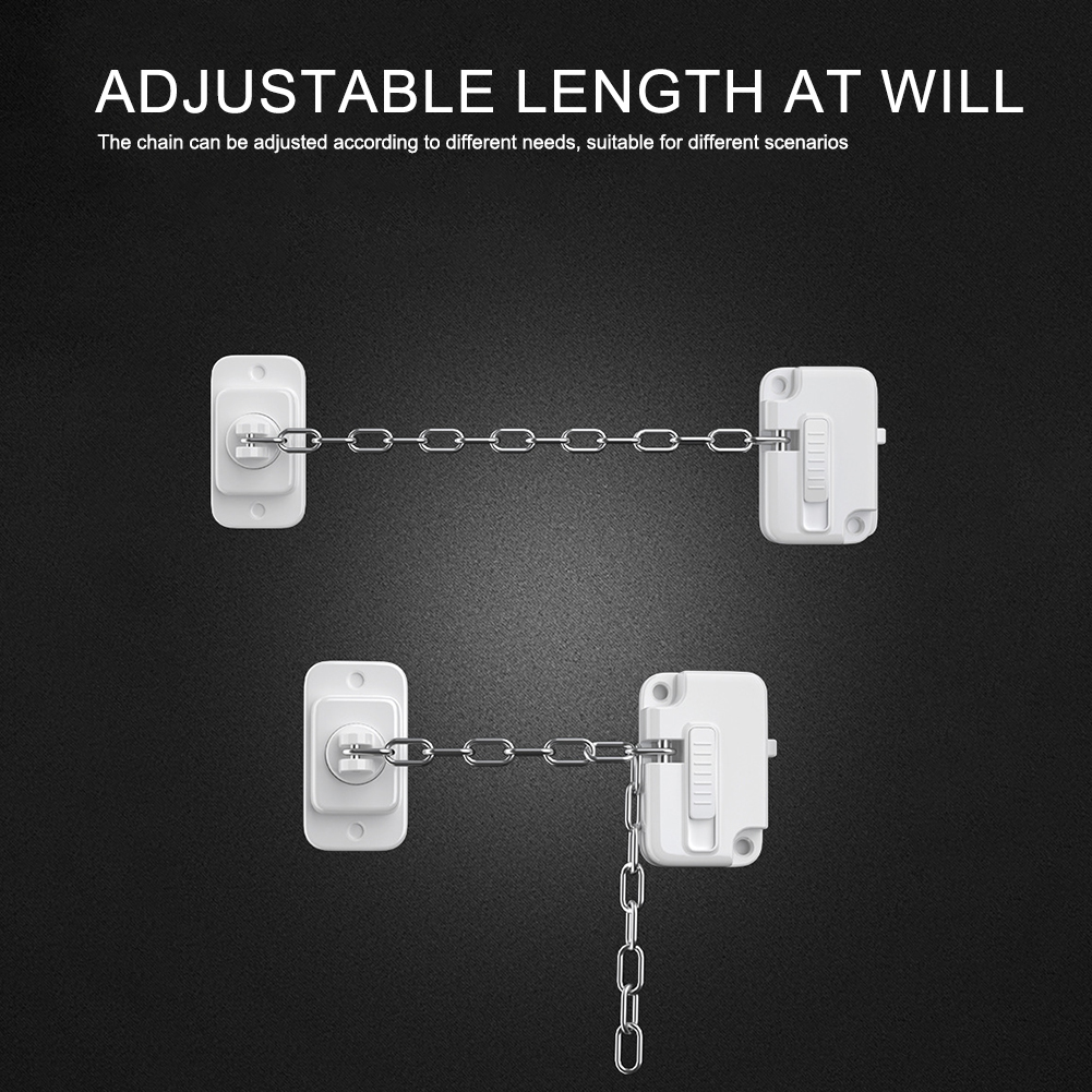 Window Frame Safety Chain Lock Self Adhesive Window Limiter Lock No Drilling Adjustable for UPVC Wooden Sliding Window