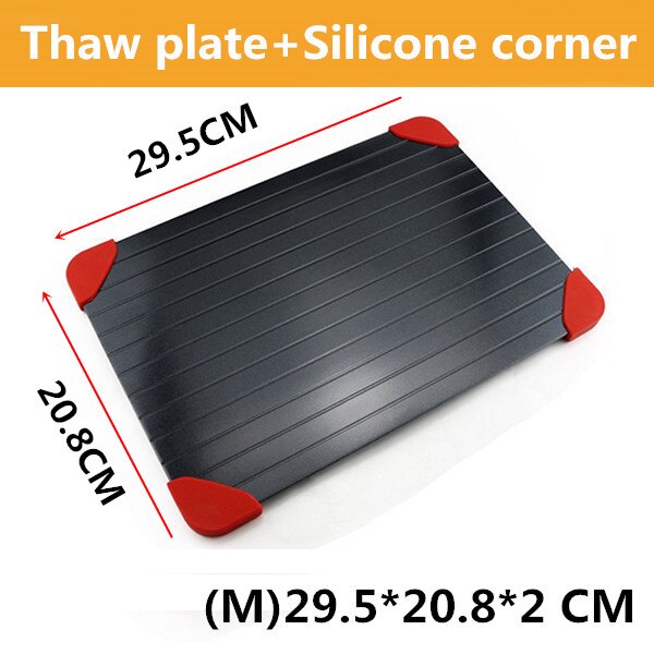 Fast Defrosting Tray Thaw Frozen Food Meat Fruit Quick Defrosting Plate Board Defrost Kitchen Tool: M with corner