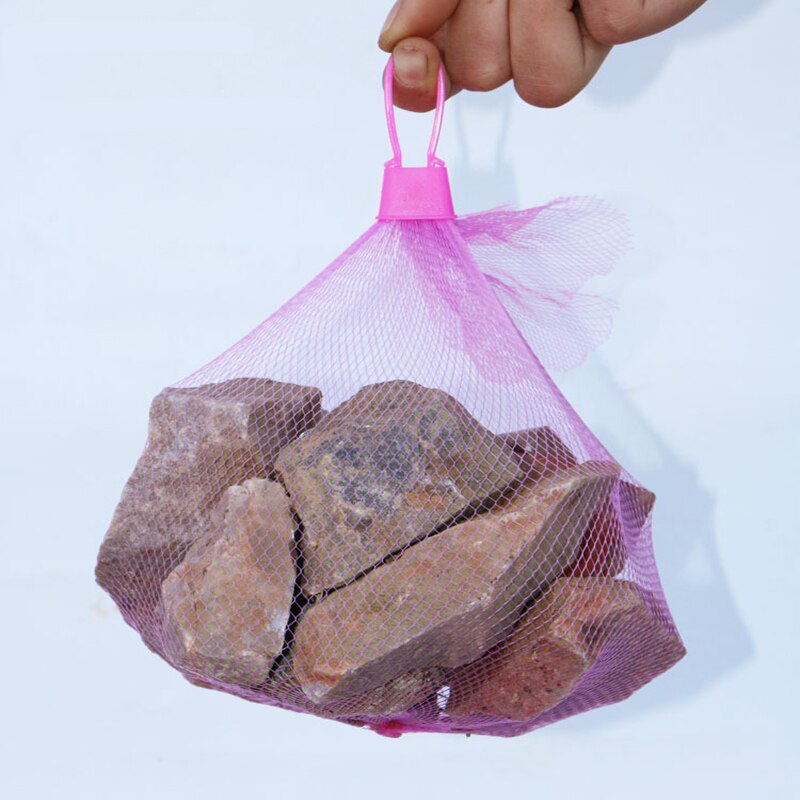50PCS X 35CM Nylon Mesh Net Bags for Vegetable Fruit Egg Nuts Toys Storage Packaging Organizer with Plastic Buckles: Pink