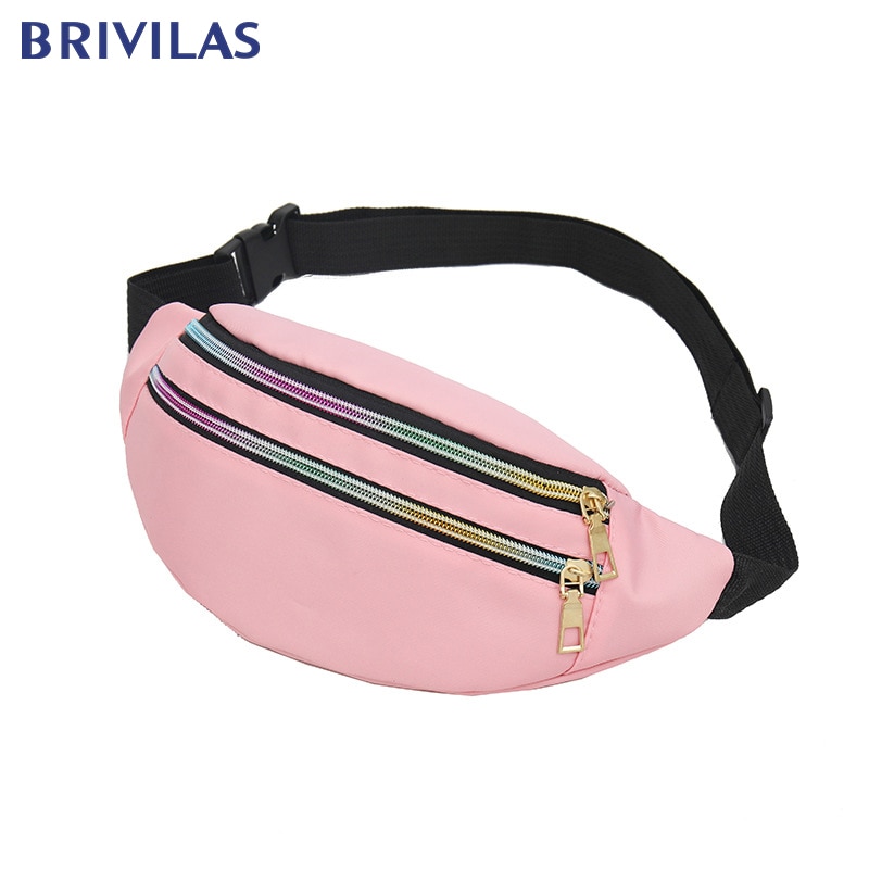 Brivilas nylon fanny pack fo women leopard print sport waist bag female purse belt bags multifunction chest bag crossbody