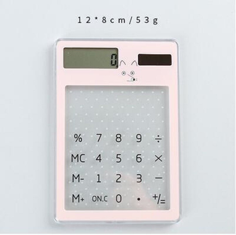 KEMBONA Solar Calculator LCD 8 Digit Touch Screen Ultra slim Transparent Solar Calculator Stationery Clear Scientific Calculator