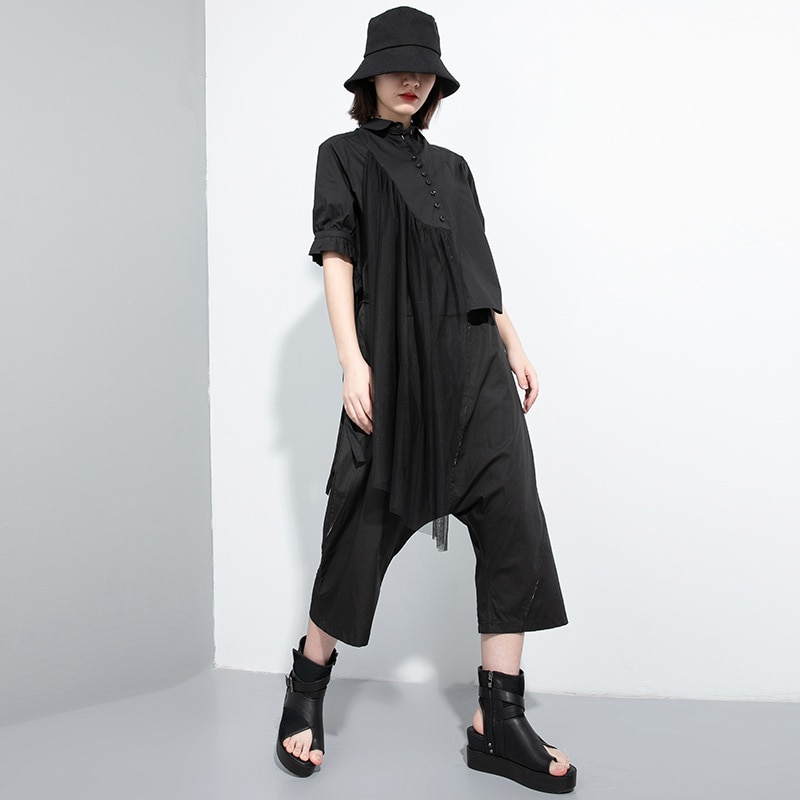 Xitao oregelbunden personlighet mesh mesh sömmar skjorta trend vilda dam toppar och blusar streetwear sommar  xj4473
