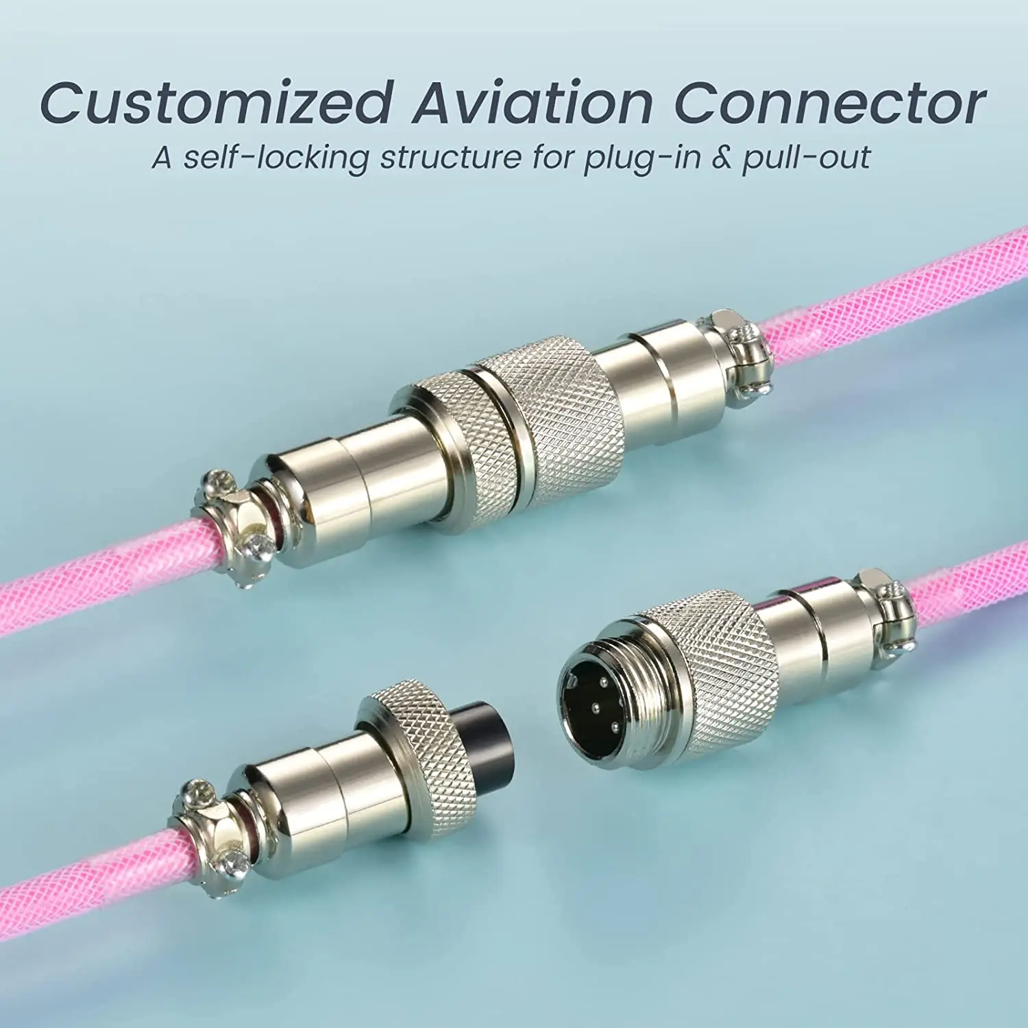 Lighting Coiled Keyboard Cable USB C Cable with RGB Line Mechanical Keyboard Cable Double-Sleeved Aviator Keyboard Cable