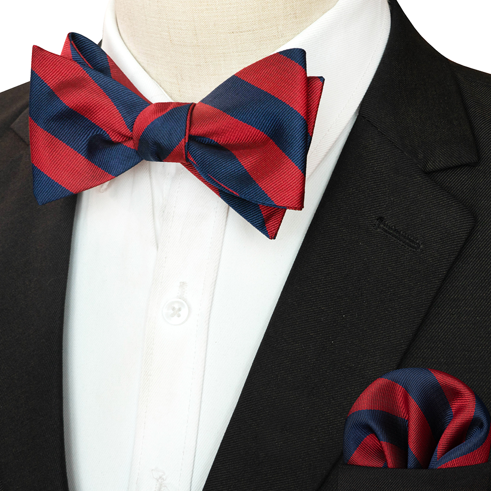 EASTEPIC Gestreifte Fliege für Herren, Einstecktuch-einstellen, kariertes Accessoire, Paisley-Krawatte, Blumenmuster, gepunktet, reines Schwarz, Abendparty