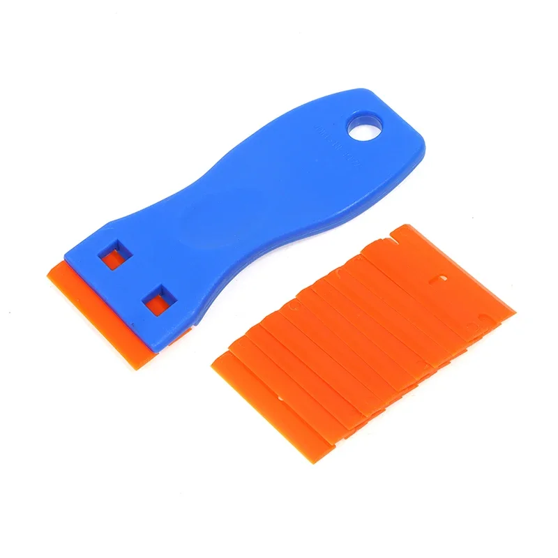 Plastic Scheermeskrabber Met 10Pc Dubbelzijdige Plastic Messen Voor Het Verwijderen Van Auto-Labels Stickers Lijm Stickers Glazen Ramen Rakel