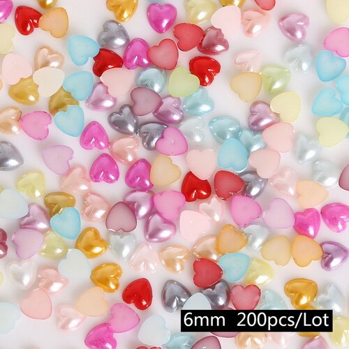 Tilfældig blandet farve 50-300 stk  (3-12mm)  flatback hjerteform plast abs efterligning perleperler til diy håndværk scrapbog dekoration: Blandet farve 6mm
