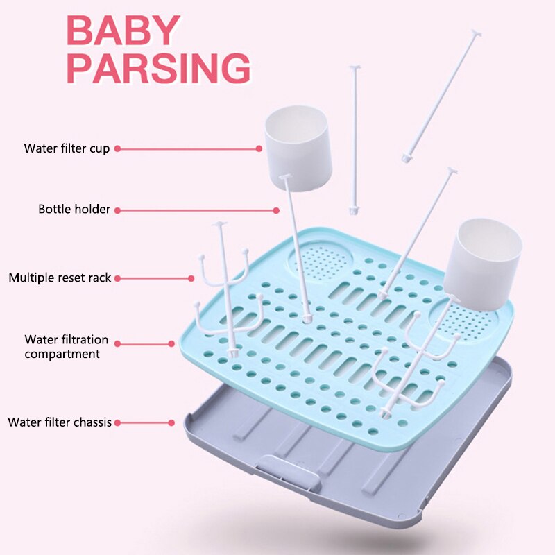 Baby sealed Portable Bottle Nursing Bottle Storage Box Portable plastic with drain tray bottle storage box