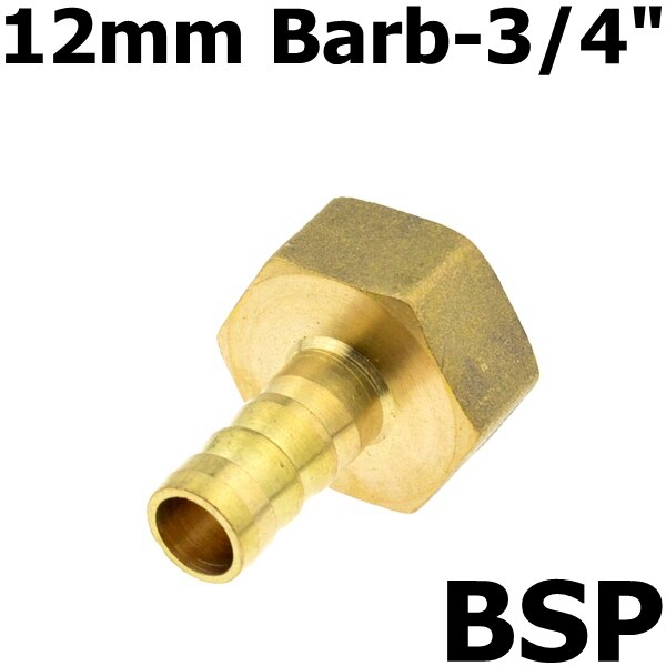 Brass 12mm 14mm 8mm 10mm 19mm 25mm Hose Barb Tail Fitting 3/4" PT BSP Female Thread Connector Joint Copper Pipe Coupler Adapter: 12mm Barb-06