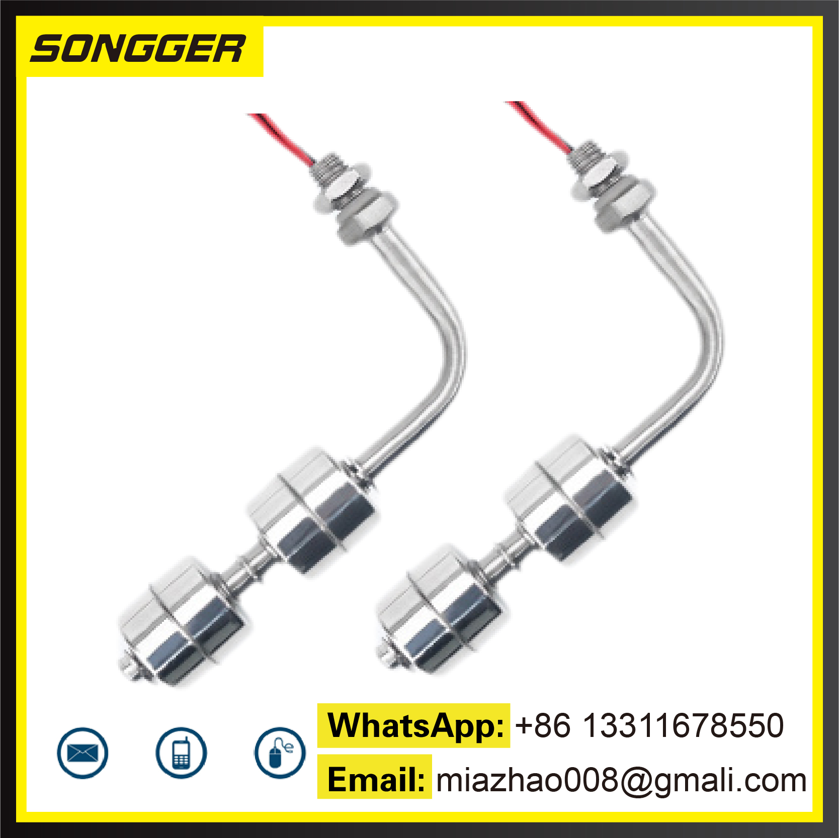 Side mounted stainless steel float switches liquid level sensor waterproof dual ball 304 water tank level controller