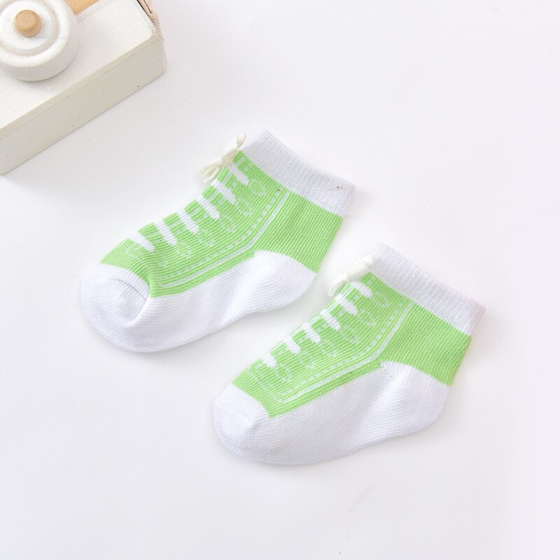 Calcetines de algodón para bebés, para recién nacidos, para niños pequeños, zapatos para primeros pasos, informales, coloridos, 1 par: Light Green