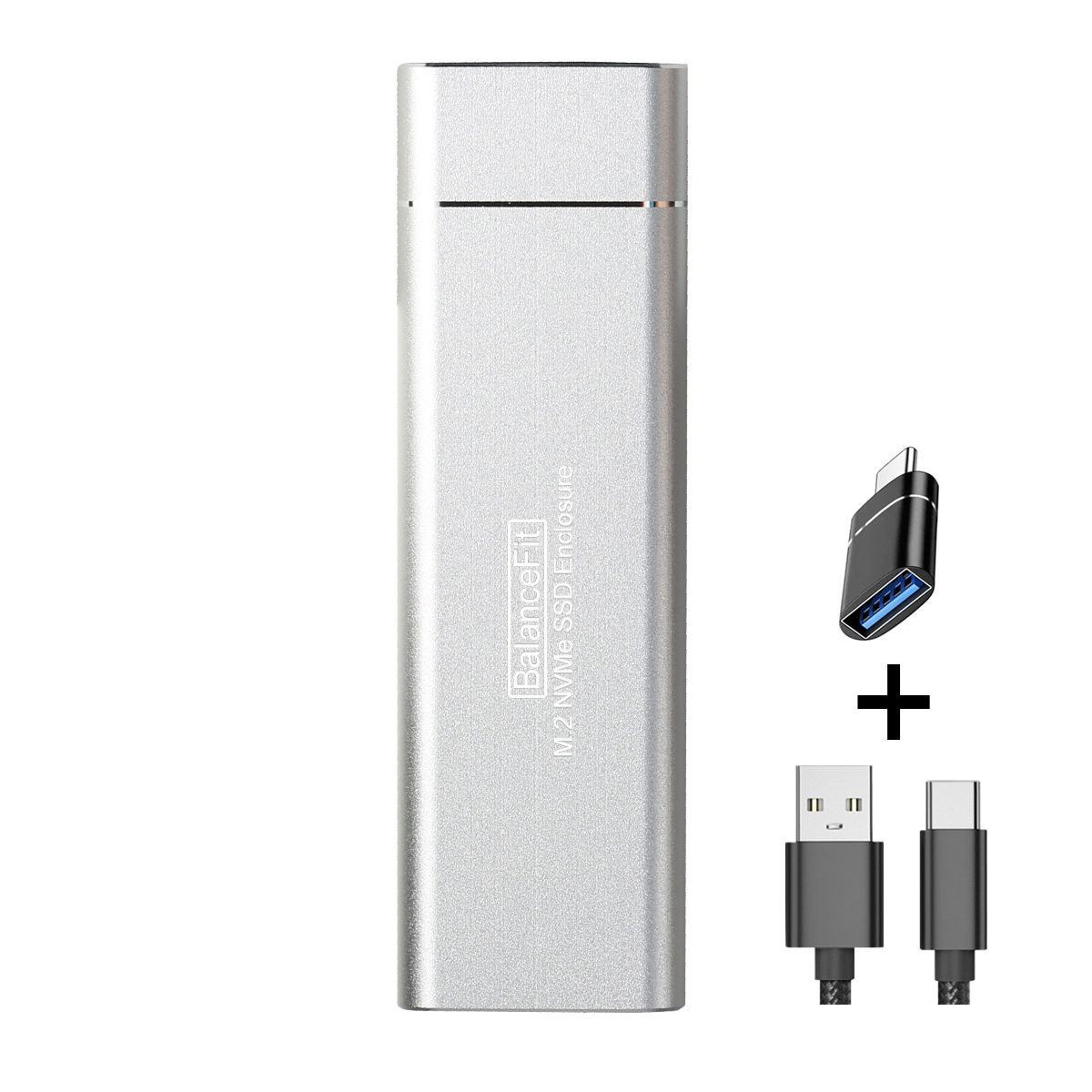 Portable M.2 NVMe SSD Enclosure Tool-Free USB External 10Gbps M.2 NVMe to USB Adapter Support UASP for PCIe NVMe SSD Case Box: Silver