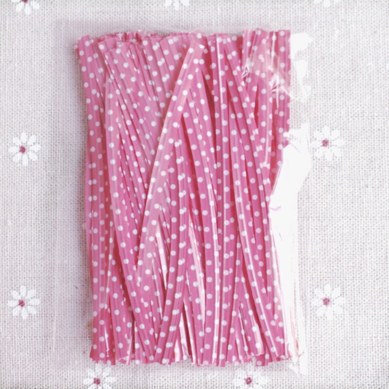 100 st 9cm tråd metalliska snoddar för cello godispåse stål bakförpackning ligation klubba dessert försegling twist slips