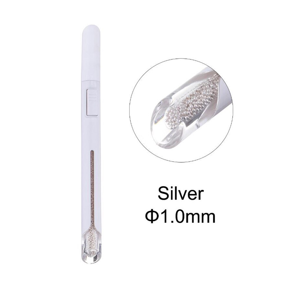 Herramienta para hacer puntos de decoración de uñas cuentas de acero cosechadora de uñas pluma punteadora Multi-función instrumentos de manicura herramienta de decoración de salón: Plata
