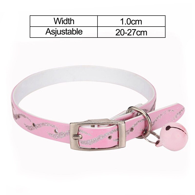 Kattehalsbånd med bjelle kjæledyrprodukt for små hunder og kattunger reflekterende valpehalsbånd i kattehalsbånd og blyhundhalsbånd  jw0008: Rosa -jw0007