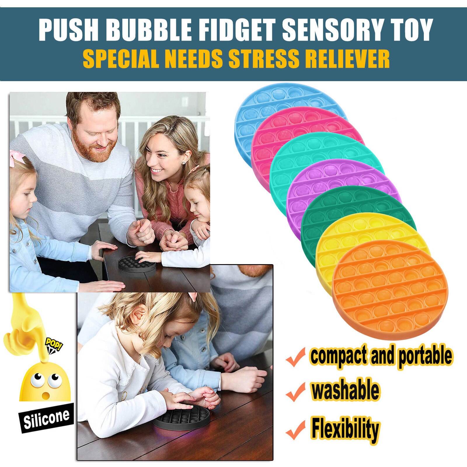 Newcoming Push Bubble Fidget Sensory Reliever Toy Unisex Autism Stress Decompression toy Christmas Juguete de descompresión