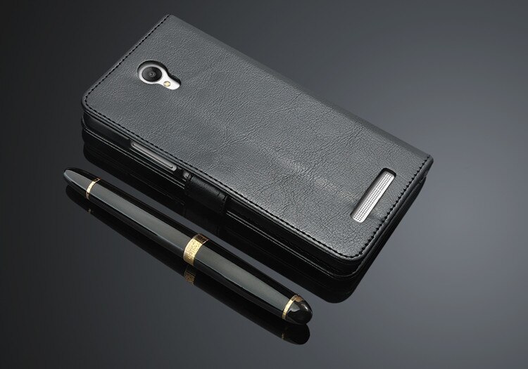 Fundas xiaomi redmi note 2 flip cover etui magnetisk læderhylster til xiaomi redmi note 2 telefon skal capa: Sort
