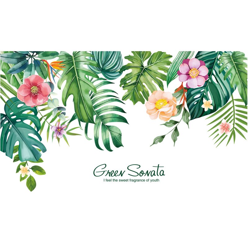 Pegatinas de pared de plantas en maceta, calcomanías de hojas de árbol Tropical para dormitorio de niños, sala de estar, cocina, guardería, decoración del hogar: leaves sticker