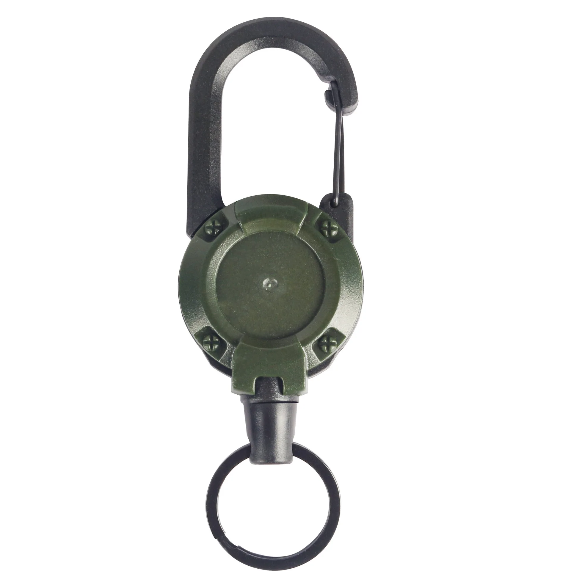 1 st stöldskyddande metallnyckelring med lättspänne, elastiskt rep, sportig infällbar nyckelring, anti-borttappad jojo, liftkort, id-kort: Grön