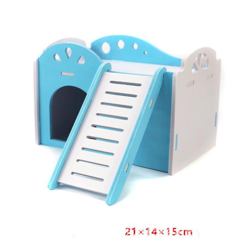 Château pour animaux de compagnie maison pour animaux de compagnie vue pont échelle petit Animal refuge Hamster maison de luxe deux couches cabane en bois: 12