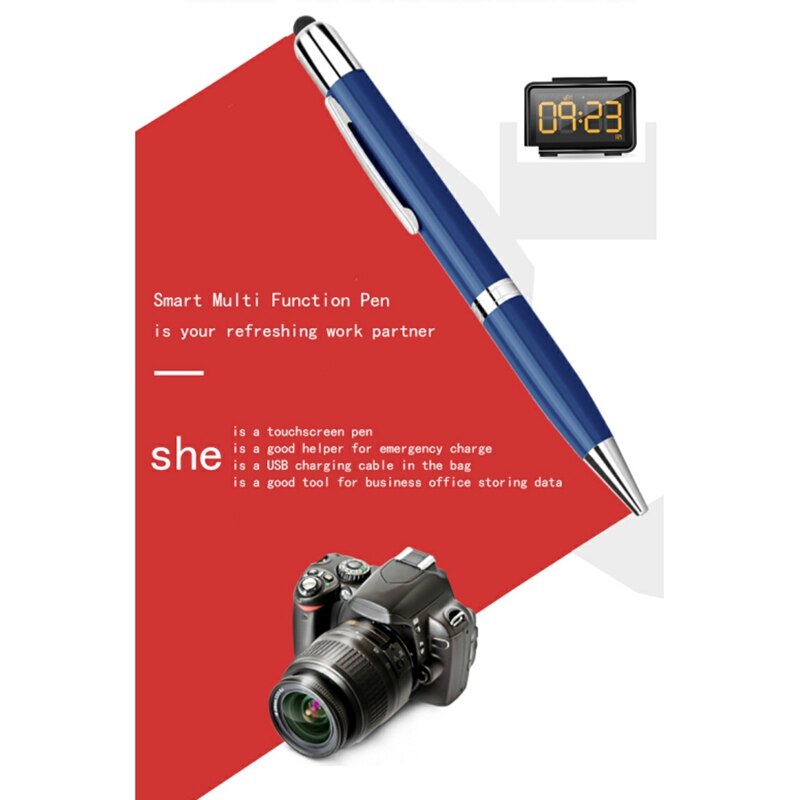 5 in 1 lichtgevende multifunctionele pen 32g schijven + powerbank + micro-usb-opladerinterface + druk op de knop + zakelijke pen voor android