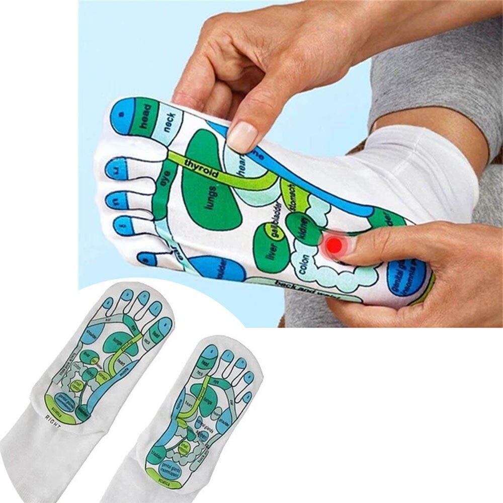 Acupoint Massage Health Socks in Tube Cotton Socks Plantar Acupuncture Point Remark Massage Split 2 Toe Tabi Foot Finger Socks: Without separate toe