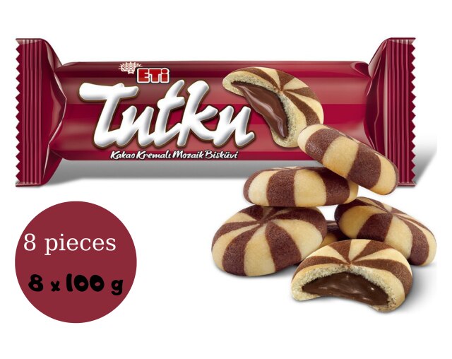 KAKAO KREMALI KITIR MOZAİK BİSKÜVİ İÇİ AKIŞKAN KREMALI LEZZETLİ ATIŞTIRMALIK 4/8/16/32/48 'Li PAKETLERİYLE LEZZET KÜPÜ: 8 sztuk Cocoa krem Biscuits