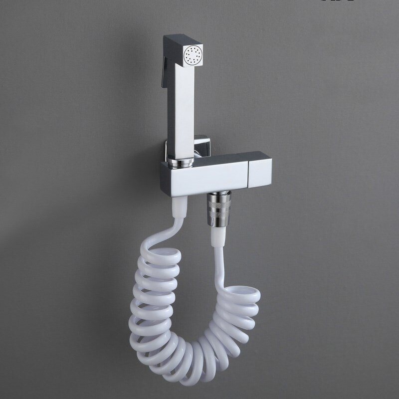 Black Bidet Faucet Wall Mounted Cold Water Faucet Single Handle Brass Bidet Sprayer Head Single Hole Valve 150cm Shower Hose: Chrome Set   B